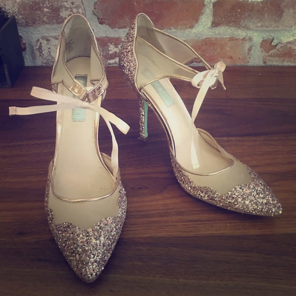 Betsey Johnson Stela Glitter Ankle Tie Pointed toe